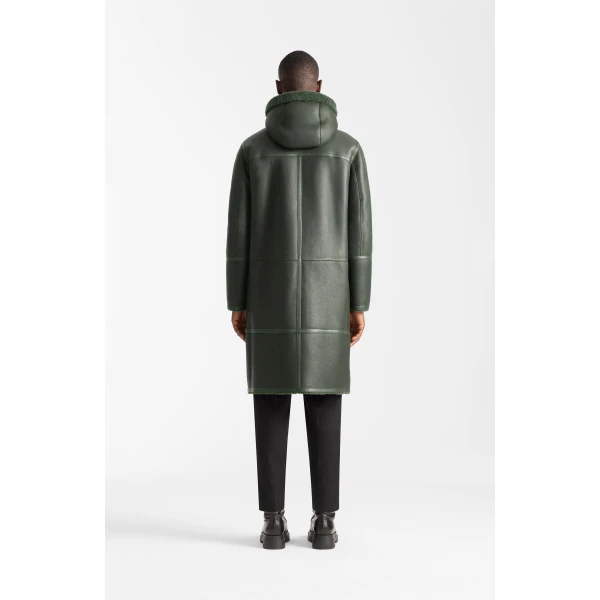 Mackage Darwin Shearling Duffle Coat in Evergreen