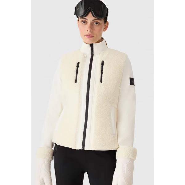 Mackage Dewi 3-In-1 Stretch Bonded Fleece and Teddy Ski Jacket in Cream