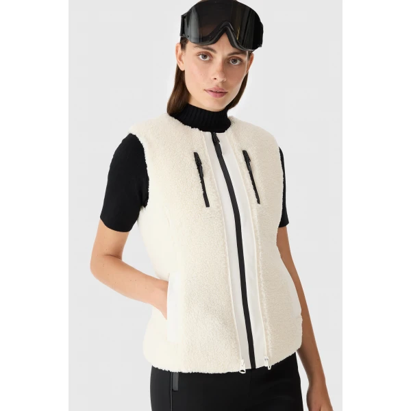 Mackage Dewi 3-In-1 Stretch Bonded Fleece and Teddy Ski Jacket in Cream