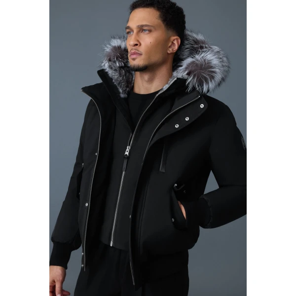 Mackage Dixon-X 2-In-1 Nordic Tech Down Bomber in Black-Silver