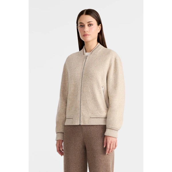 doddy double face wool bomber jacket taupe-truffle