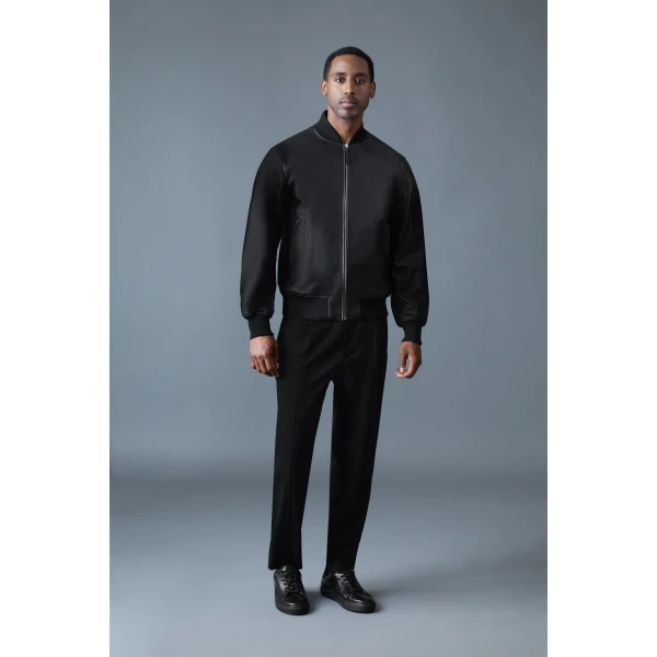 Mackage Easton-SA 2-In-1 Reversible Leather Bomber Jacket in Black-Carbon