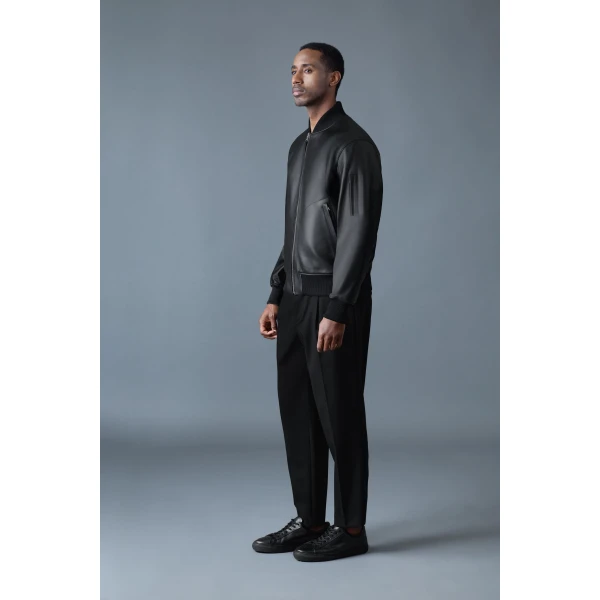 Mackage Easton-SA 2-In-1 Reversible Leather Bomber Jacket in Black-Carbon