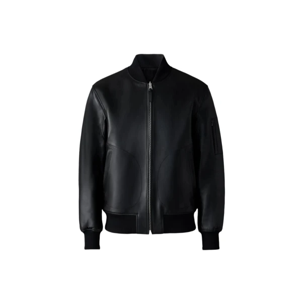 Easton-SA 2-In-1 Reversible Leather Bomber Jacket in Black-Carbon
