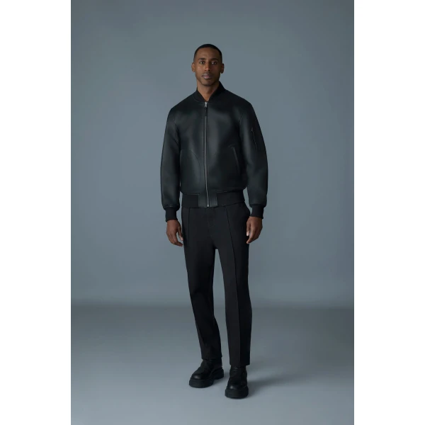 Mackage Easton-SA 2-In-1 Reversible Leather Bomber Jacket in Black