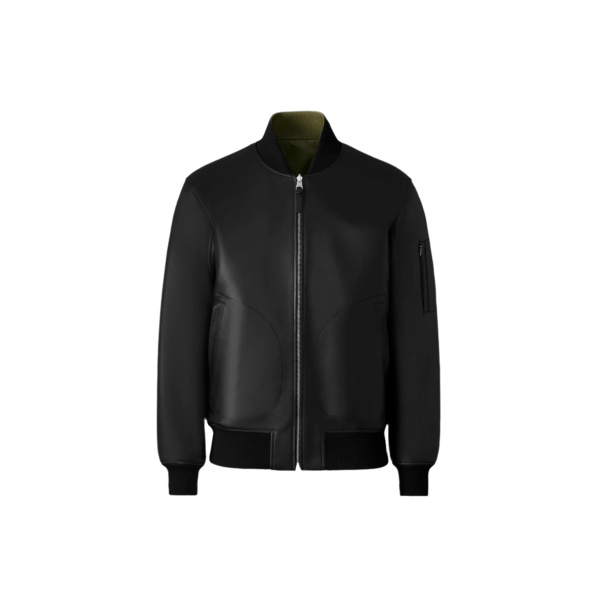 Mackage Easton-SA 2-In-1 Reversible Leather Bomber Jacket in Black