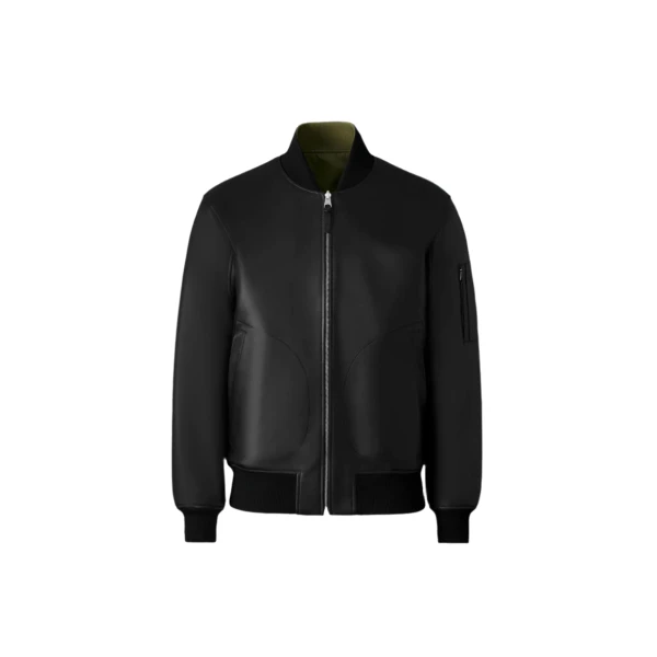 Easton-SA 2-In-1 Reversible Leather Bomber Jacket in Black