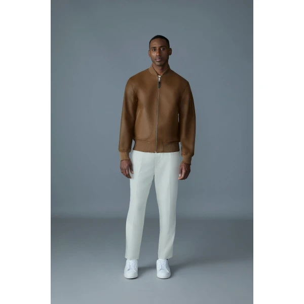 Mackage Easton-SA 2-In-1 Reversible Leather Bomber Jacket in Earth Brown