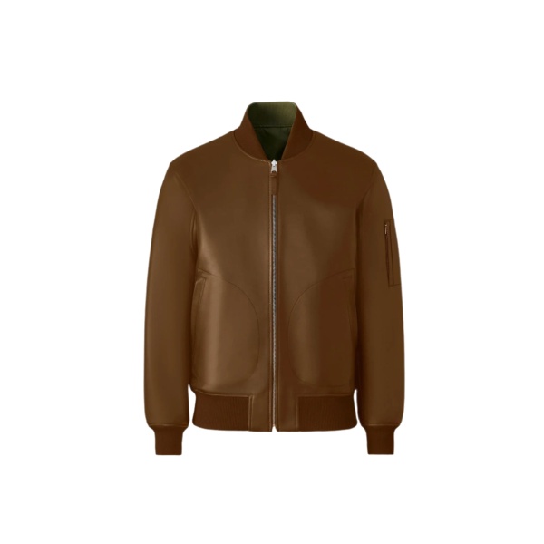 Mackage Easton-SA 2-In-1 Reversible Leather Bomber Jacket in Earth Brown