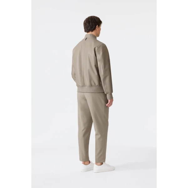Mackage Easton-SA 2-In-1 Reversible Leather Bomber Jacket in Taupe-Black