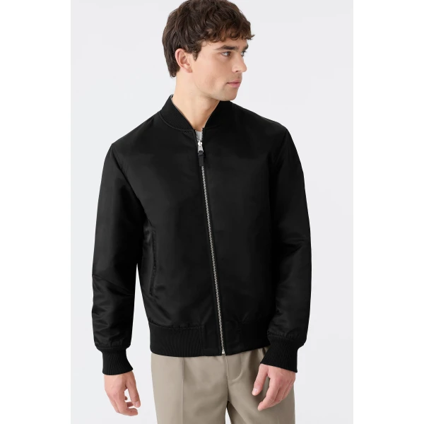 Mackage Easton-SA 2-In-1 Reversible Leather Bomber Jacket in Taupe-Black