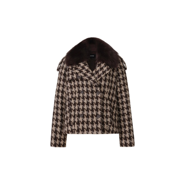 mackage edwina-bht houndstooth patterned wool coat