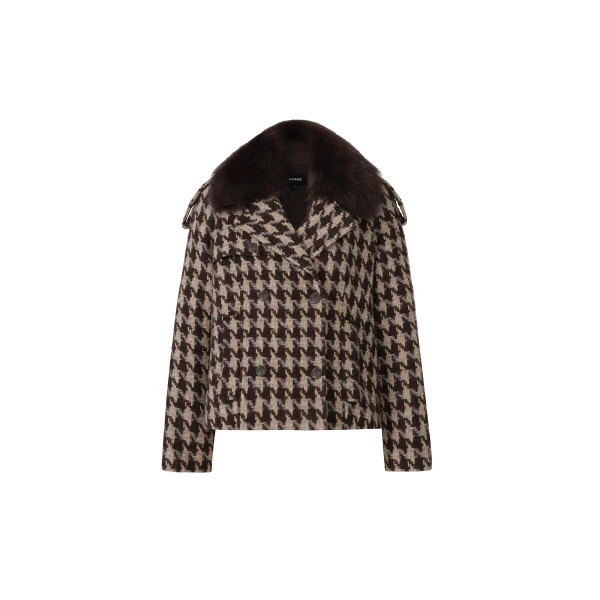 mackage edwina-bht houndstooth patterned wool coat