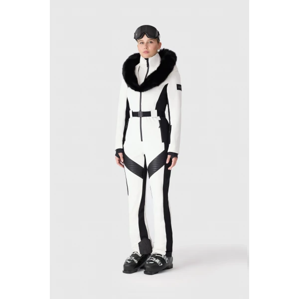 Mackage Elle-ZR Bonded Fleece Ski Suit in Off White