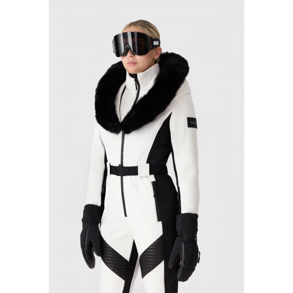 Mackage Elle-ZR Bonded Fleece Ski Suit in Off White