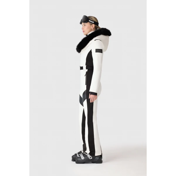 Mackage Elle-ZR Bonded Fleece Ski Suit in Off White