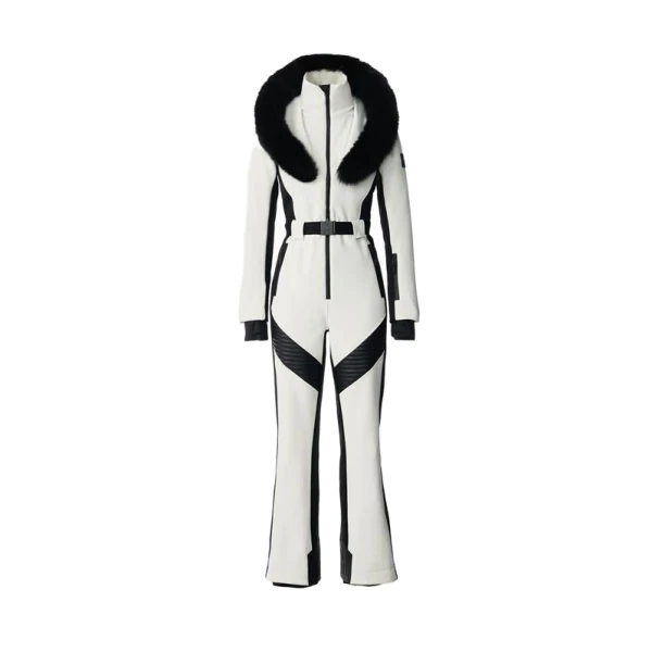 Mackage Elle-ZR Bonded Fleece Ski Suit in Off White