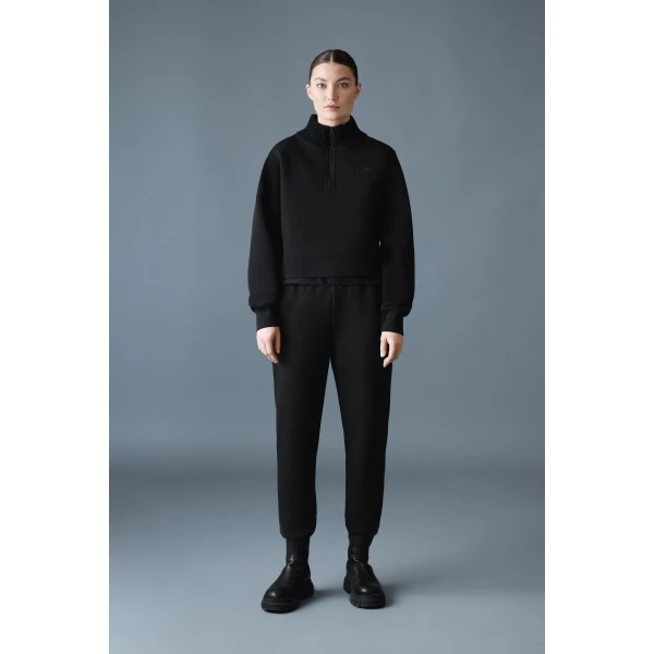 Mackage Elvira Quarter-Zip Cotton Sweatshirt in Black-Black