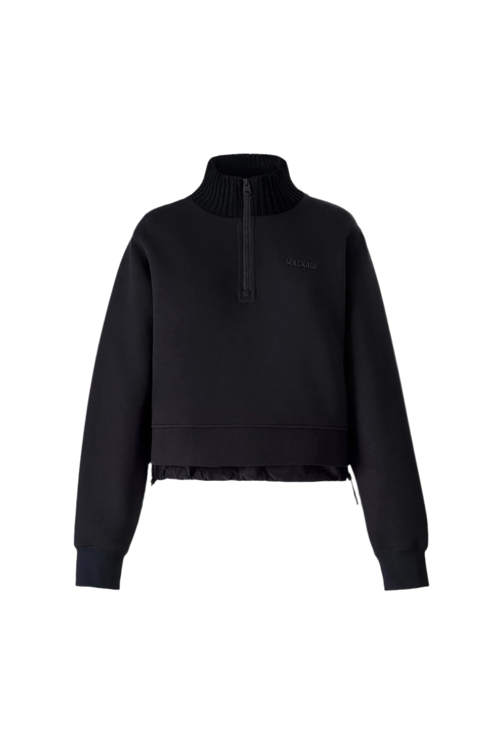Mackage Elvira Quarter-Zip Cotton Sweatshirt in Black-Black Mackage Elvira Quarter-Zip Cotton Sweatshirt in Black-Black