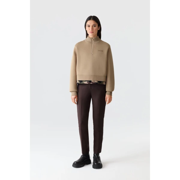 Mackage Elvira Quarter-Zip Cotton Sweatshirt in Light Camel