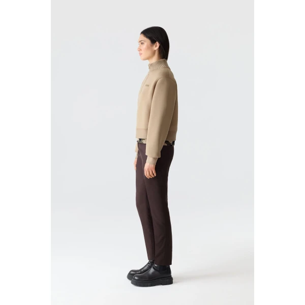 Mackage Elvira Quarter-Zip Cotton Sweatshirt in Light Camel
