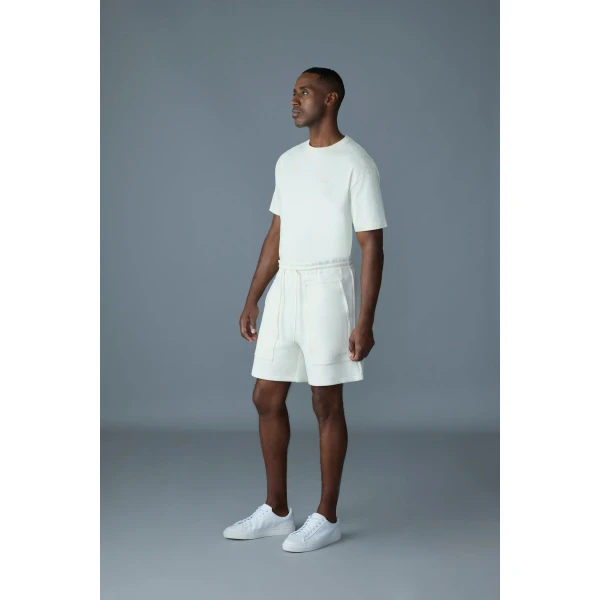 Mackage Elwood-R Double-Face Jersey Shorts in Cream