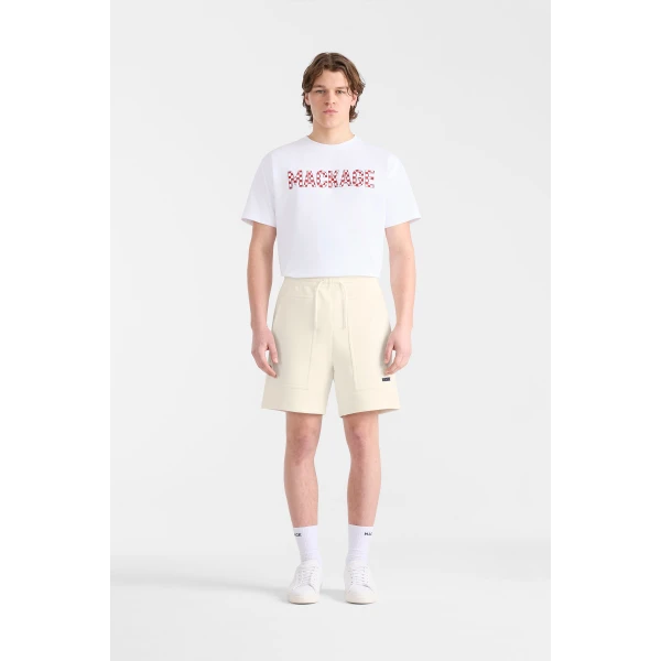Mackage Elwood-R Double-Face Jersey Shorts in Cream-Navy