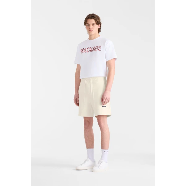 Mackage Elwood-R Double-Face Jersey Shorts in Cream-Navy