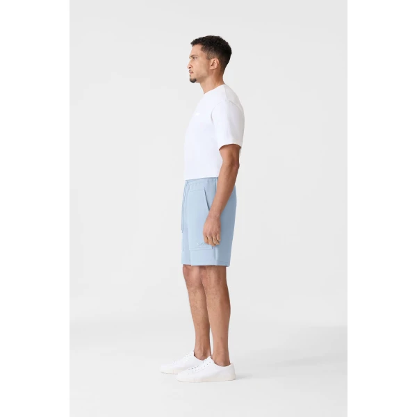 Mackage Elwood-R Double-Face Jersey Shorts in Fog Blue