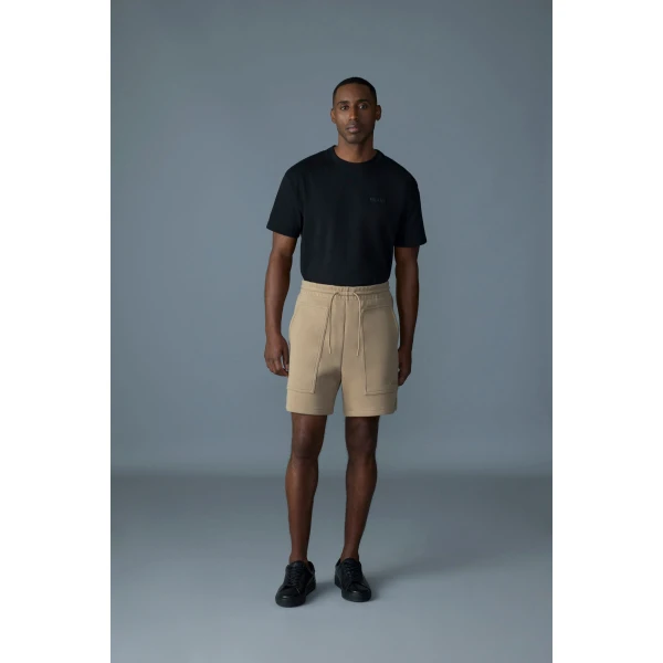 Mackage Elwood-R Double-Face Jersey Shorts in Light Camel