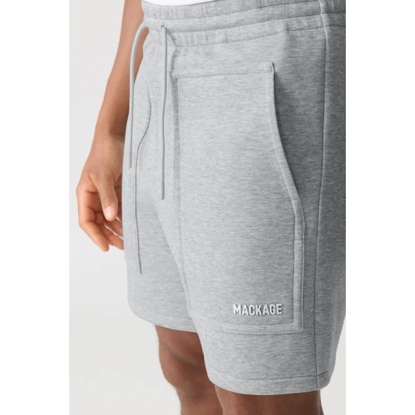 Mackage Elwood-R Double-Face Jersey Shorts in Light Grey Mix