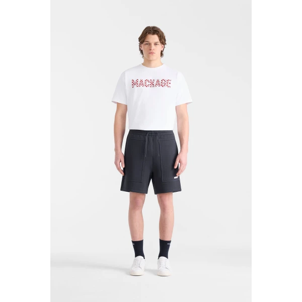 Mackage Elwood-R Double-Face Jersey Shorts in Navy-White