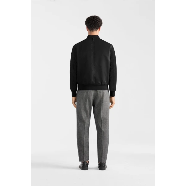 Mackage Emilio Satin Bomber Jacket in Black