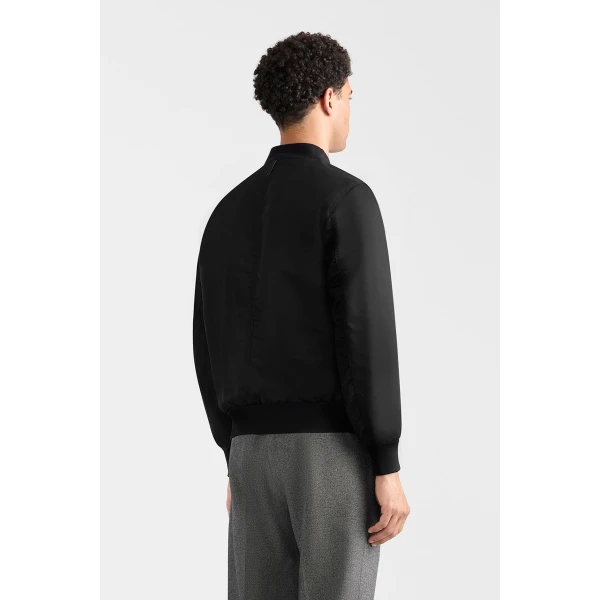 Mackage Emilio Satin Bomber Jacket in Black