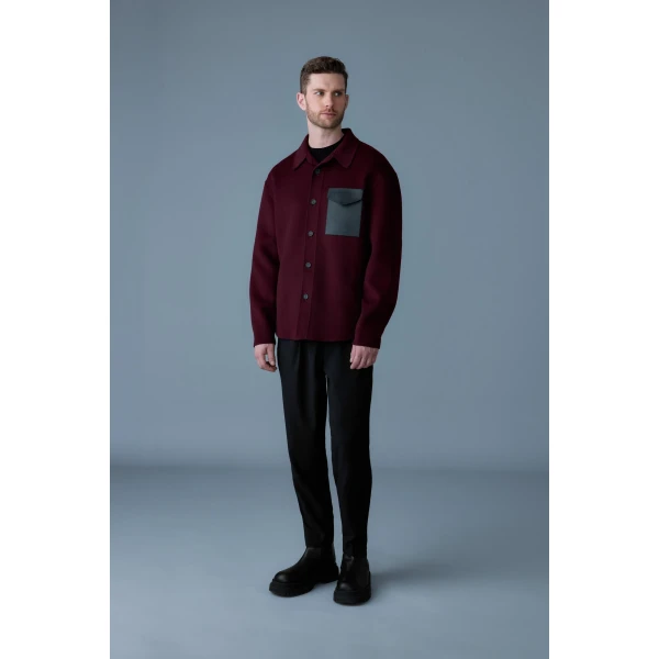 Mackage Emmanuel Double-Face Wool Overshirt in Garnet
