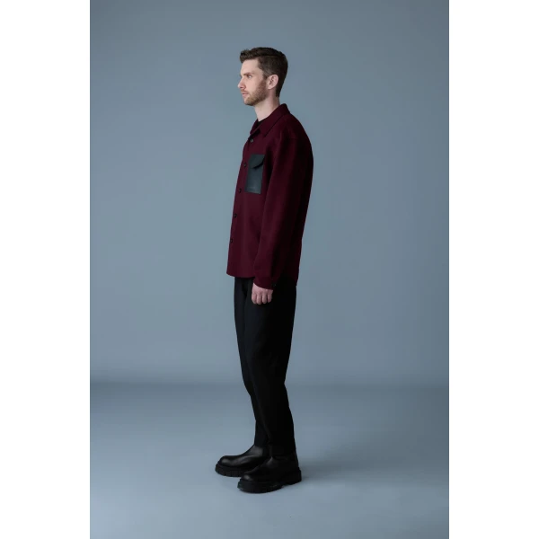 Mackage Emmanuel Double-Face Wool Overshirt in Garnet