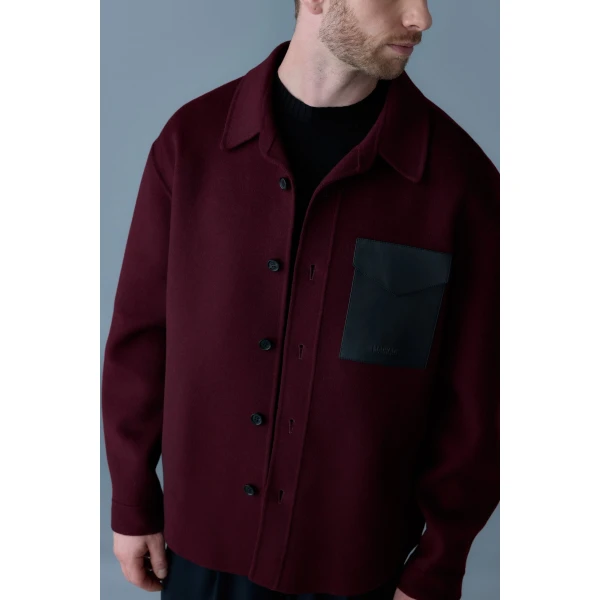 Mackage Emmanuel Double-Face Wool Overshirt in Garnet
