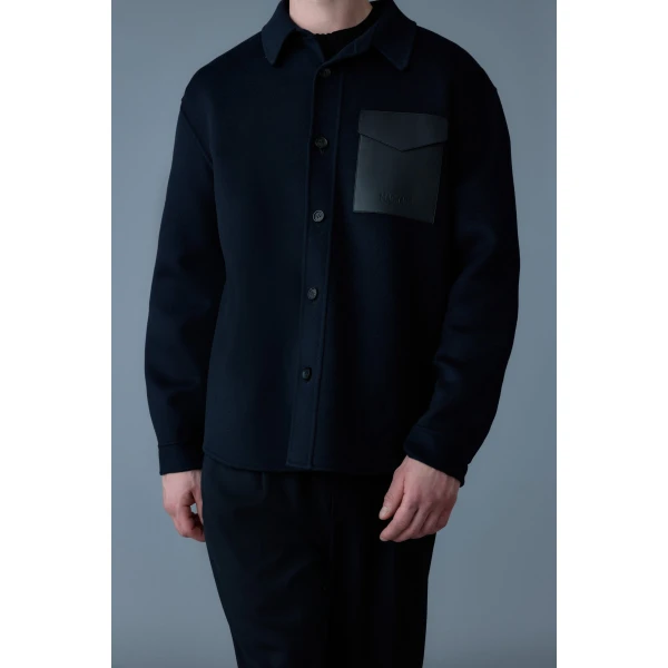 Mackage Emmanuel Double-Face Wool Overshirt in Navy