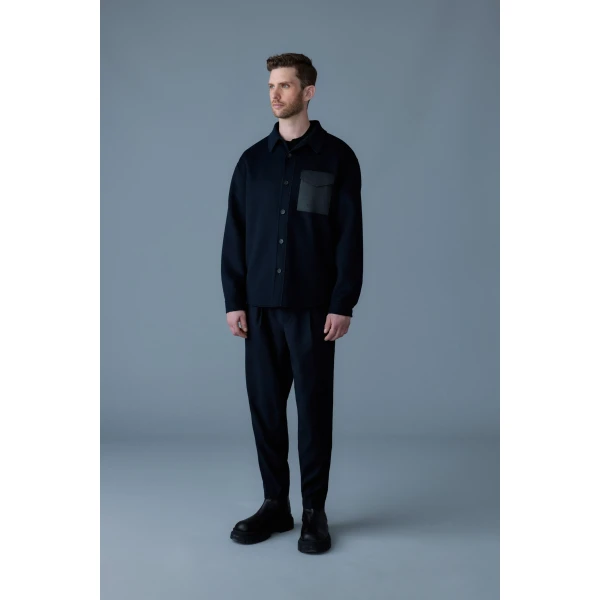 Mackage Emmanuel Double-Face Wool Overshirt in Navy