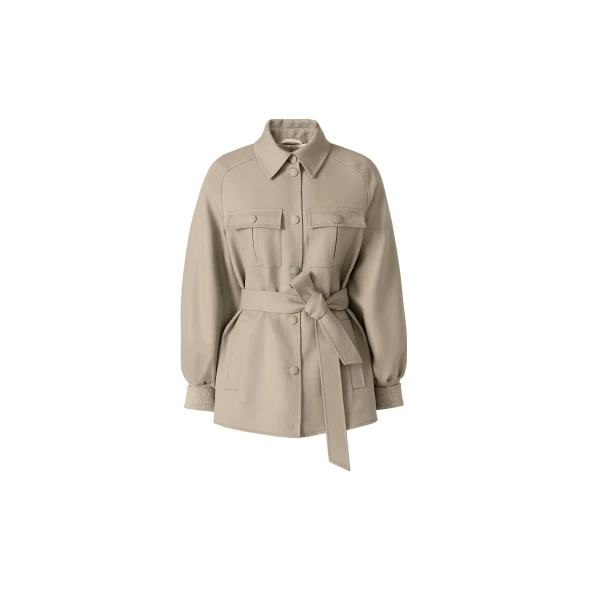 Eugenia Wool Gabardine Jacket in Taupe