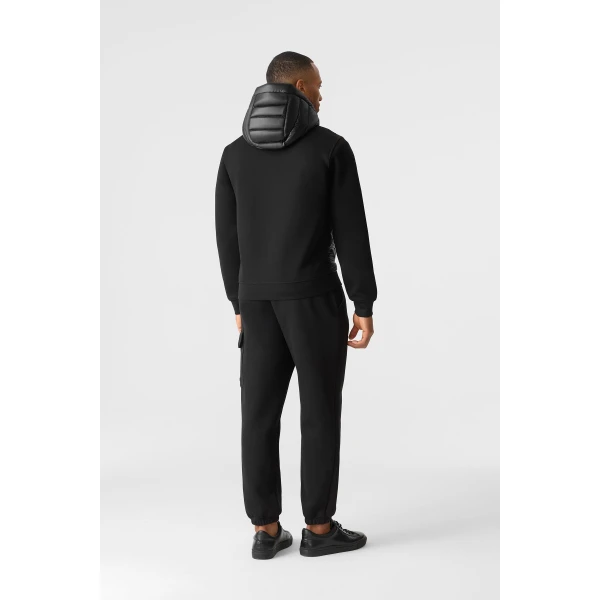 Mackage Fletcher Mixed-Media Down Hooded Jacket in Black