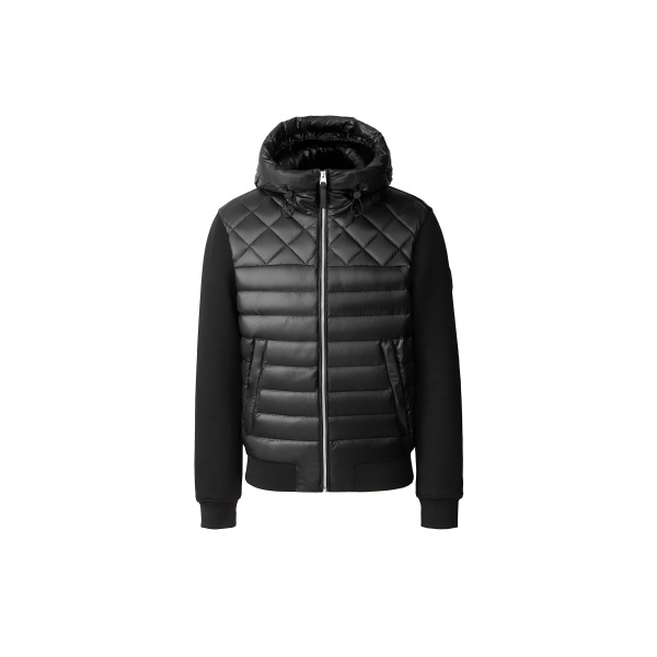 Mackage Fletcher Mixed-Media Down Hooded Jacket in Black