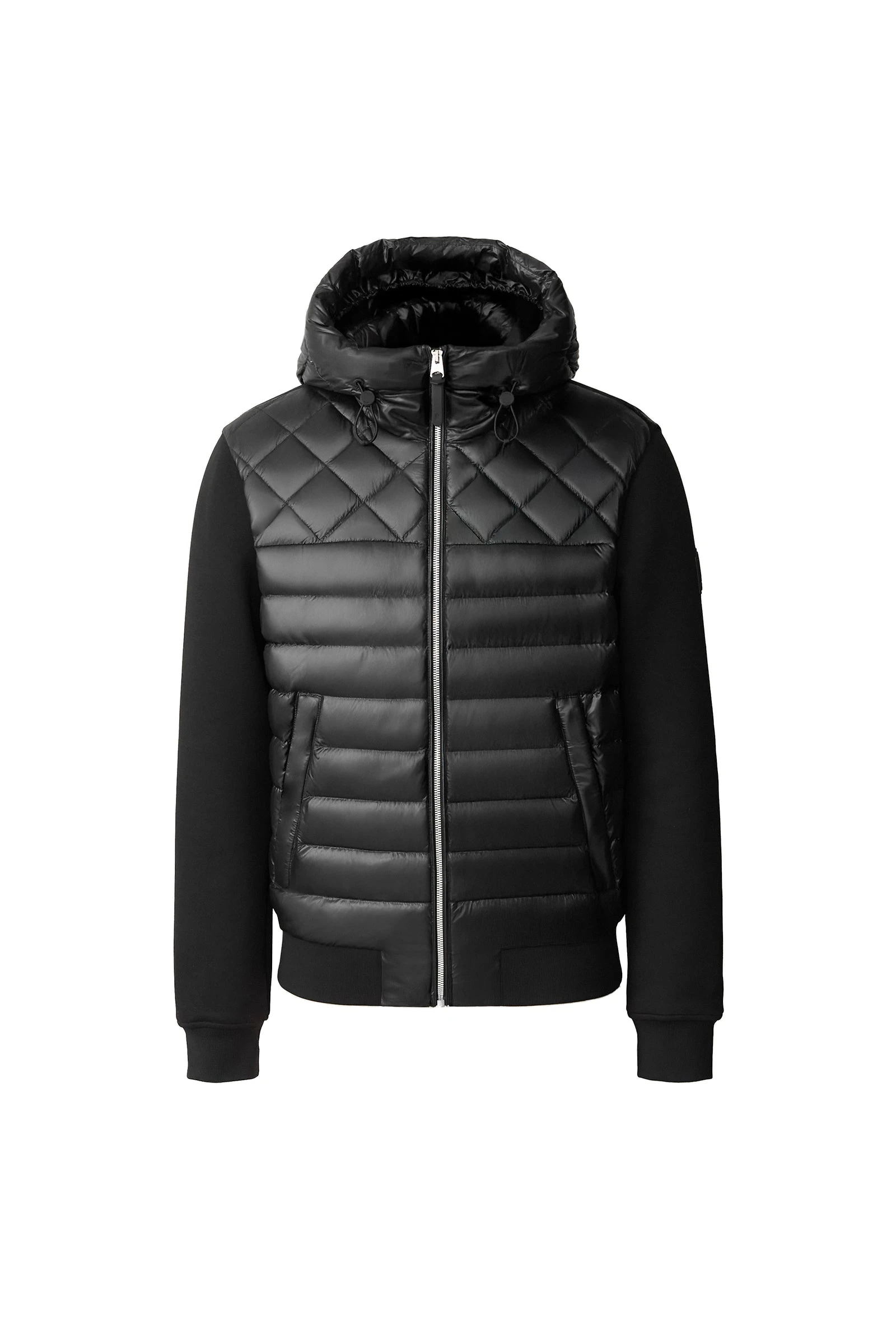 Mackage Fletcher Mixed-Media Down Hooded Jacket in Black Mackage Fletcher Mixed-Media Down Hooded Jacket in Black
