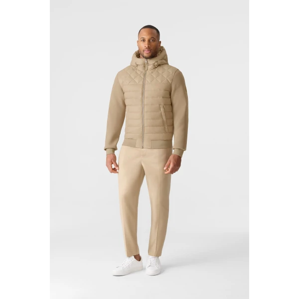Mackage Fletcher Mixed-Media Down Hooded Jacket in Light Camel