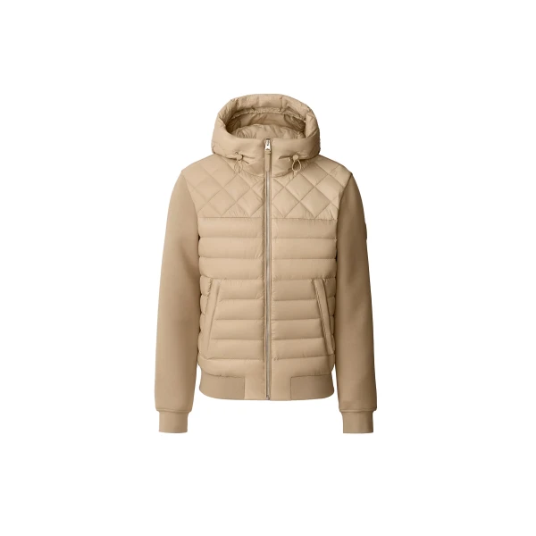 Mackage Fletcher Mixed-Media Down Hooded Jacket in Light Camel