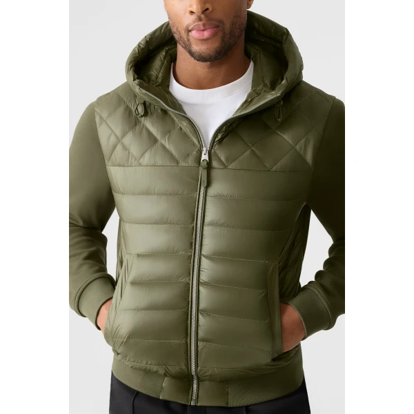 Mackage Fletcher Mixed-Media Down Hooded Jacket in Light Military