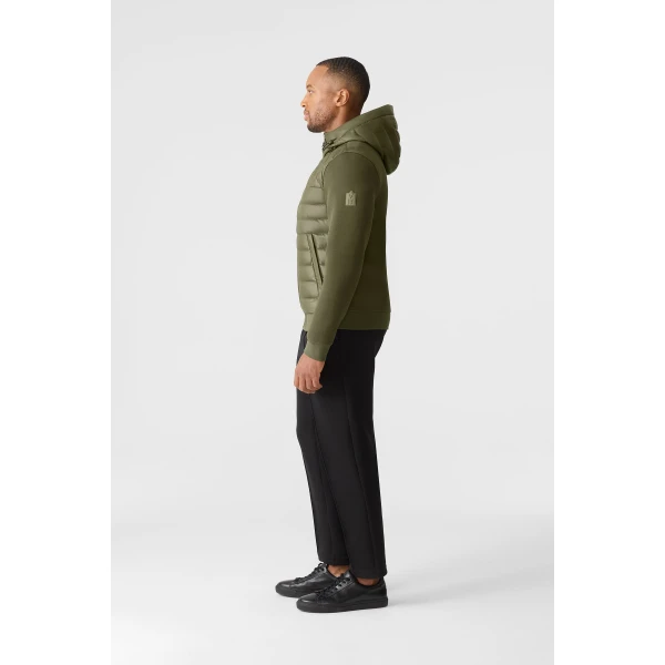 Mackage Fletcher Mixed-Media Down Hooded Jacket in Light Military