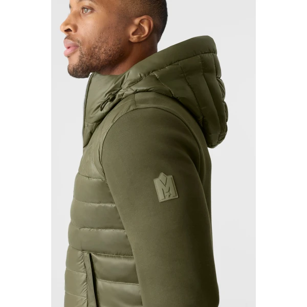 Mackage Fletcher Mixed-Media Down Hooded Jacket in Light Military
