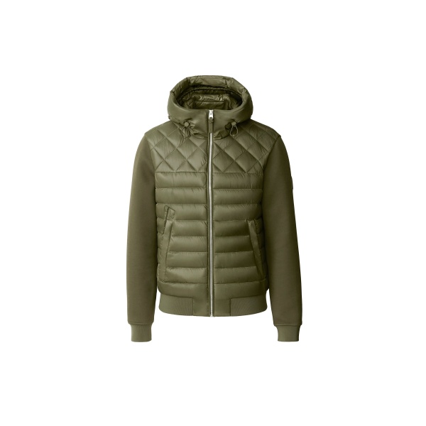 Mackage Fletcher Mixed-Media Down Hooded Jacket in Light Military