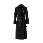Mackage Gael-V Maxi Leather Trench Coat in Black-Gold